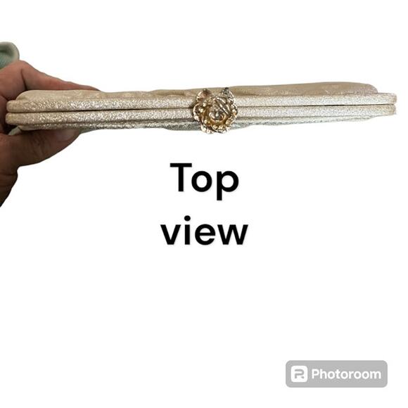 Vintage AFTER FIVE Glittery Metallic Silver/Gold Clutch - Picture 9 of 9